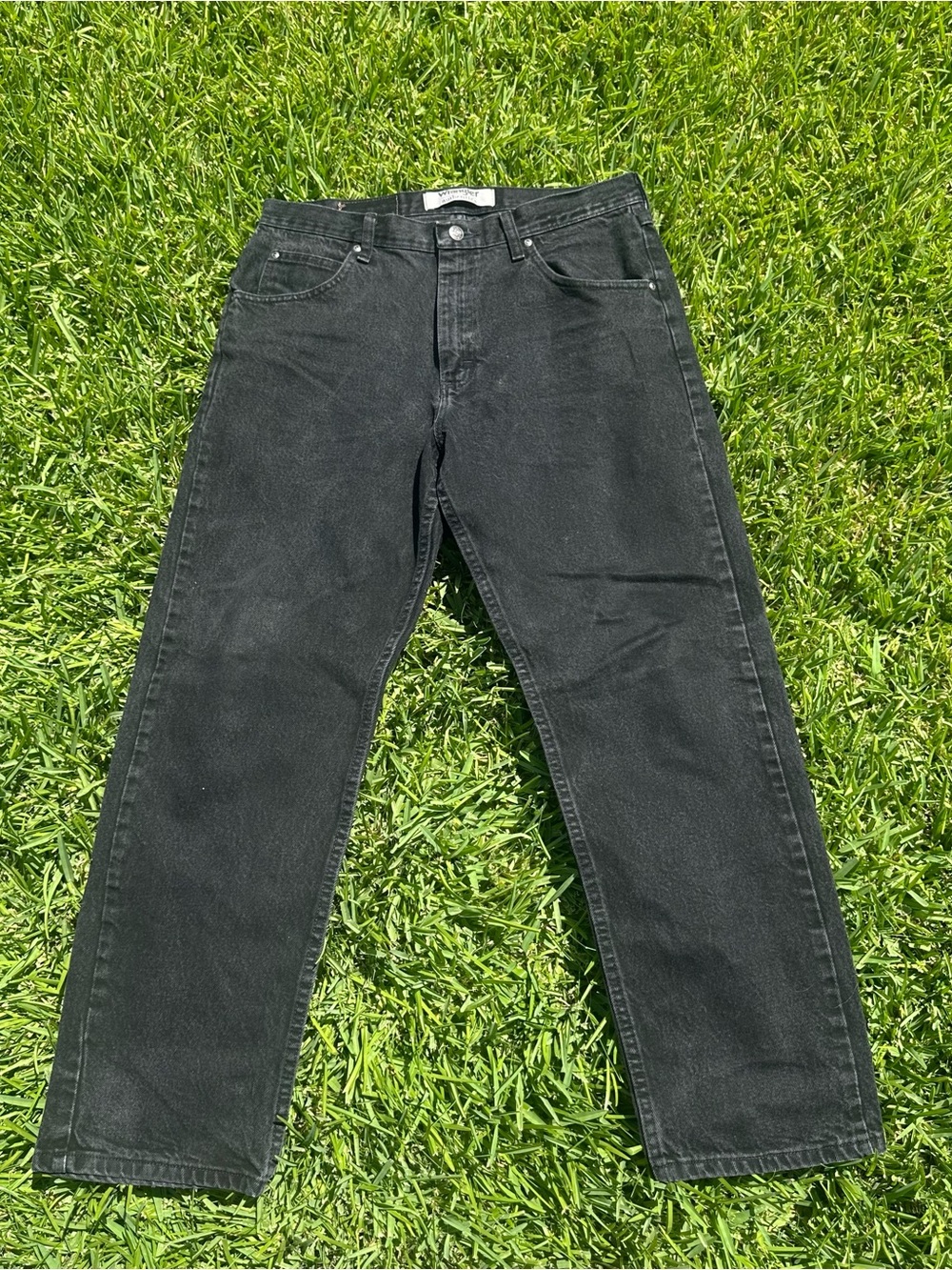 Vintage Wrangler Men's Black Straight Jeans Clean Classic Denim Size 33x30